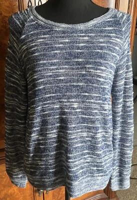 Harlowe & Graham Sweater Size M Womens Blue And White Striped Crew Neck - Image 1 of 3