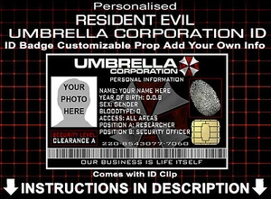 Resident Evil Umbrella Corp Customised ID Badge Cosplay Prop Costume Christmas - Picture 1 of 4