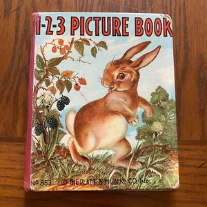 123.. Picture Book Platt & Munk 1939 Vintage board book Animals rabbits cats - Picture 1 of 15