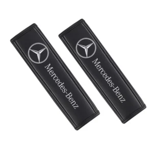 2pcs Car Seat Belt Cover Shoulder Cushion Pad Real Leather For Mercedes-Benz - Picture 1 of 9