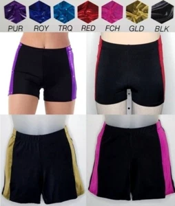 Sidelines SHORTS Dance Costume Black With Color Trim & Size Choice - Picture 1 of 14