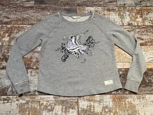 Maglione donna Odd Molly grigio grande logo girocollo largo cotone taglia 1 - Foto 1 di 3