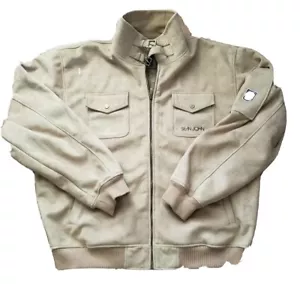 Sean John Mens Brown Tan Suede Faux Collared Full Zip Coat Jacket Size 2XL - Picture 1 of 9