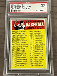 1970 Topps Set PSA 7 Checklist # 542 Grey Bat on Front - Picture 1 of 2