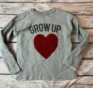 Zara Grow Up Heart Gray Sweatshirt Long Sleeve 10y - Picture 1 of 3