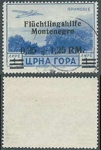 1944 OCCUPAZIONE TEDESCA MONTENEGRO POSTA AEREA USATO 0,25+1,25 SU 1 LIRA - RA4 - Picture 1 of 1
