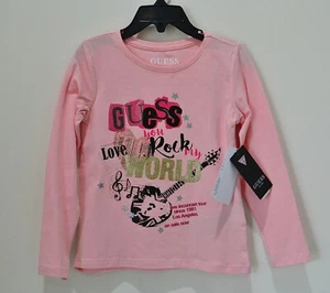 NEU MIT ETIKETT MÄDCHEN KINDER GUESS LANGARM T-SHIRT ROSA T-SHIRT GRÖSSE 2 3 4 5 6 6X/7 - Bild 1 von 5