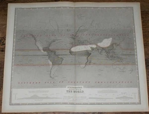 Karte: 1848 Hyetographische oder Regenkarte der Welt erweitert aus Entwürfen Prof Berghaus - Bild 1 von 1