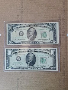 2-1950 Plain & D Federal Reserve Note 10$ Dollar CLEVELAND - Picture 1 of 10