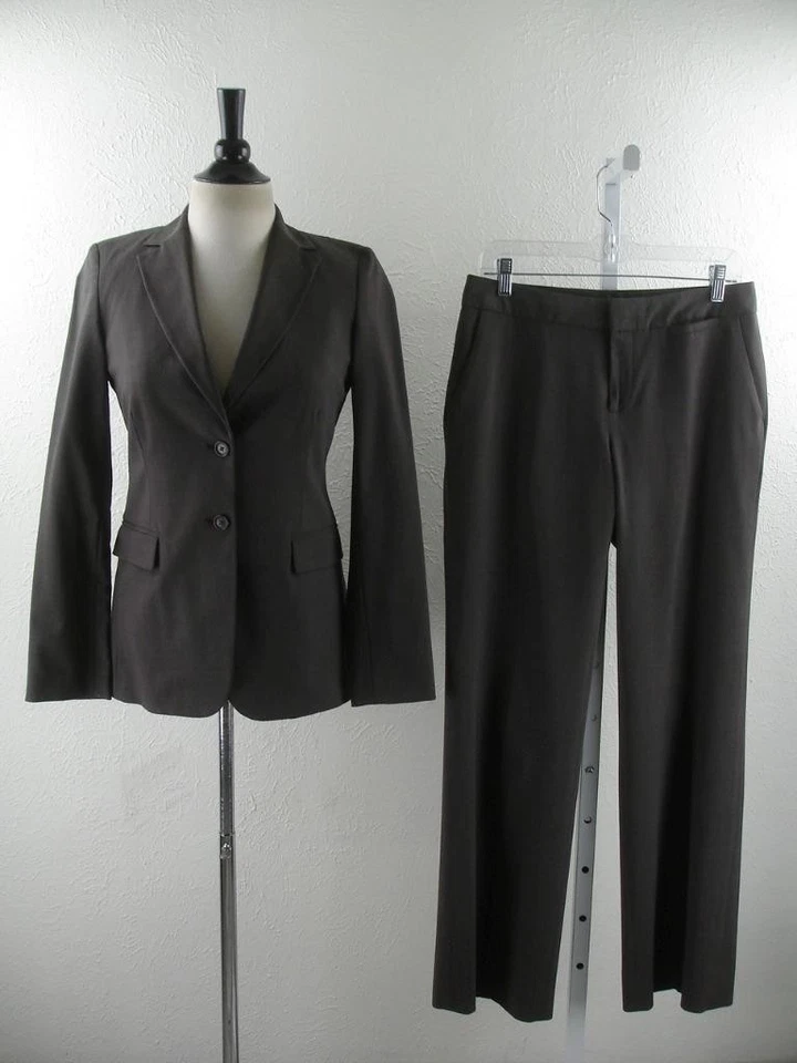 Mujer Banana Republic Marrón 2 Piezas Traje Lana Elastizado Martin Calce Pantalones 6 Chaqueta 4 Foto 1 de 4