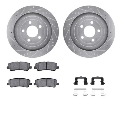 For Ford Mustang 15-21 Drilled & Slotted Rear Brake Kit w Optimum Pads - Imagem 1 de 3
