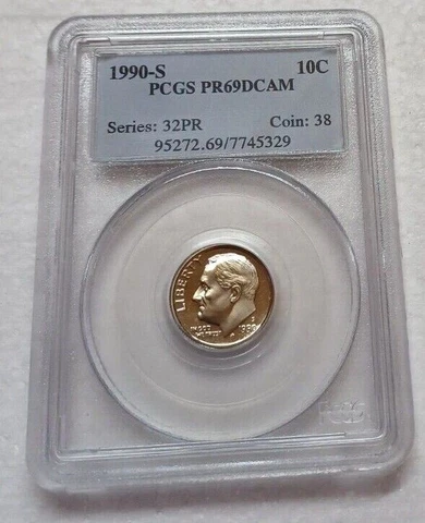 1990-S Proof Roosevelt Dime PCGS PR69DCAM Cover
