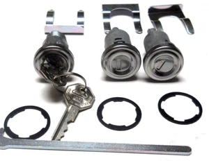 fits 1958 Chevy Impala Biscayne Door Trunk lock set with keys ribbed caps - Picture 1 of 4