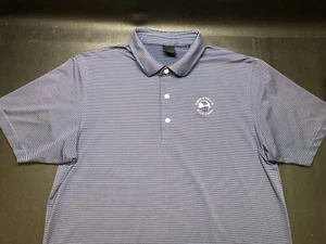 Dunning Golf Men's Large Blue Plum Stripe Performance Pebble Beach Polo - Picture 1 of 12