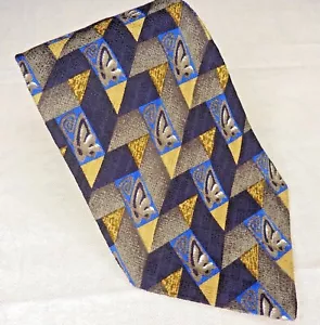 Ermenegildo Zegna Tie Black Gray Brown Geometric 100% Silk Made Italy 58"X4" - Picture 1 of 7