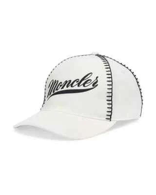 Moncler M1221 Hombres Blanco Algodón Whipstitch Gorra de Béisbol Talla Única Foto 1 de 3