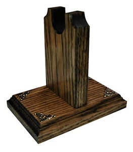 Estante para pistola de madera de roble revólver occidental pistola soporte exhibición de mesa - latón - Imagen 1 de 1