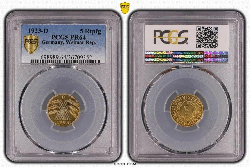 5 Rentenpfennig 1923 D Polished Plate PCGS Certified PR64 - Image 1 of 1