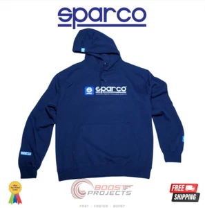 Sparco www Hooded Pre-shrunk Cotton Xlarge Navy Blue Sweatshirt SP03100BM4XL - Picture 1 of 4
