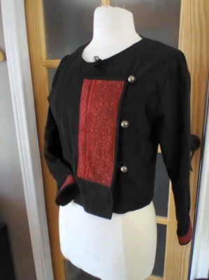 Oriental Jacket Cropped Style Appliques Embroidered Womens Western Military - Image 1 of 4