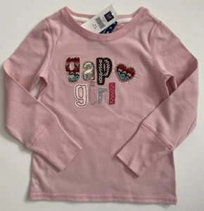 Gap Kids Girls Shirt Top Long Sleeve Pink Sequin School Size XS /4-5/ Years NWT - Picture 1 of 2