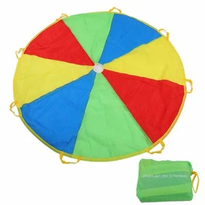 1.8m Sack Rainbow Umbrella Kids Play Parachute Sport Activity Game KM - Picture 1 of 8