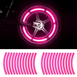 24Pcs Pink Reflective Strips Car Wheel Safety Rim Tape Sticker Decal Accessories - Picture 1 of 4