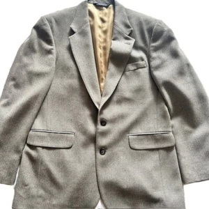 Lands End Jacket Mens Sports Blazer 40R 100% Gray Herringbone Lambswool - Picture 1 of 13