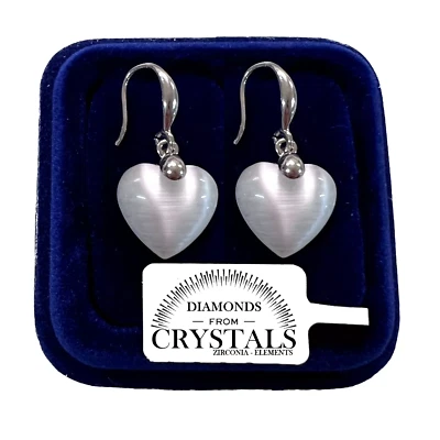 Cuore Opaco Orecchini Donna pl. oro Bianco 18K con Cristalli Zirconi   - Immagine 1 di 3