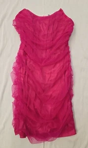 PLT Women's Shape Mesh Corset Detail Ruched Bodycon Dress - Hot Pink -(US 6) NEW - Picture 1 of 9