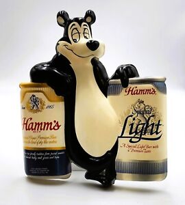 1960s Hamms Beer Bear Special Light Plastic Vacuform 3D Plastic Advertising Sign