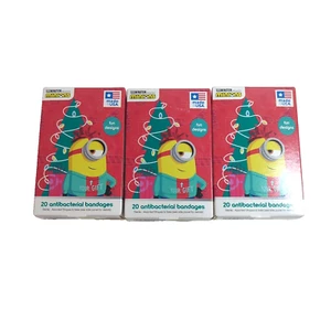 3 Adhesive Bandages Minions Assorted Sizes 20 Ct Each Holiday Edition - Picture 1 of 2