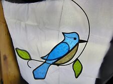 Vintage Stained Glass Blue Bird  SunCatcher Bluebird On Branch