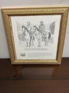 Historical Print Generals Robert E Lee and Ulysses S Grant, Appomattox, Framed - Picture 1 of 8