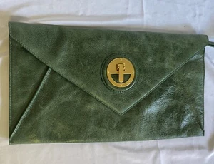 Mimco Molten Green Envelope Clutch 37x20cm Very Clean - Picture 1 of 9