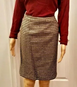 Vintage Suzelle Skirt 10 Metallic Gold Black Gingham Plaid Silk Wool Blend STYLE - Picture 1 of 7