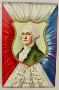 George Washington Postcard 1st in War 1st in Peace Bunting Die Cut Unposted #43 - Picture 1 of 4