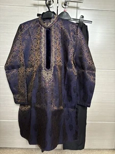 Boys’ Indian Wedding Outfit/Sherwani 2 Piece Outfit, 2-tone Blue, Age 9, VGC - Picture 1 of 10