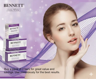 3x BENNETT Extra White Whitening Soap 130g Alpha Arbutin Anti-oxidant Thai Herb - Image 1 of 4