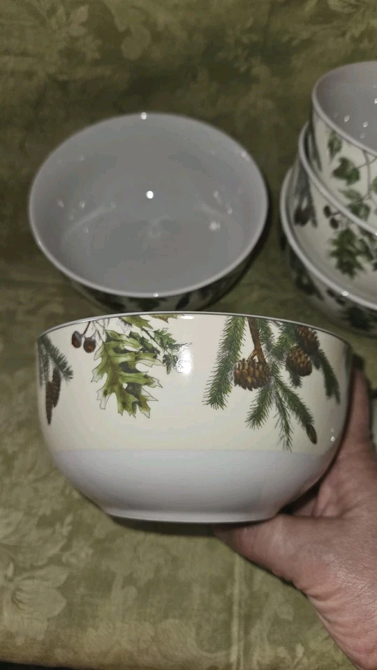 Six Pfaltzgraff PAINTED FOREST Porcelain Deep Soup/Cereal Bowls-EUC- HTF Pattern - Image 1 of 4