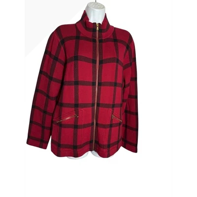 Jaqueta Lauren Ralph Lauren Tamanho 1X Feminina Xadrez Vermelha Zíper Frontal Blazer PERFEITO ❤️ - Imagem 1 de 4