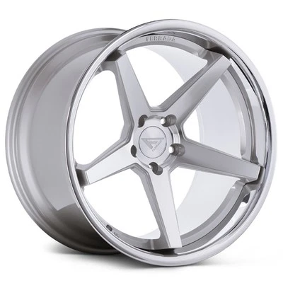 F22x9/R22x10.5"Staggered Ferrada Wheels FR3 Silver Machined with Chrome Lip Rims Foto 1 de 4