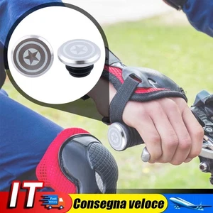 Tappi terminali per manubrio in alluminio da 2 pezzi per bici pieghevole da stra - Foto 1 di 8