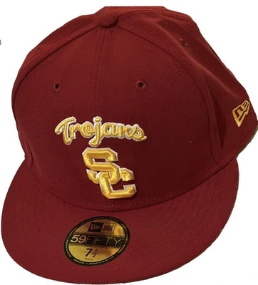 Authentic NWT New Era NCAA USC Trojans Sideline Cardinal 59Fifty Fitted Hat - Image 1 of 4