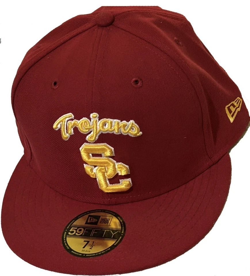 Authentic NWT New Era NCAA USC Trojans Sideline Cardinal 59Fifty Fitted Hat - Image 1 of 4