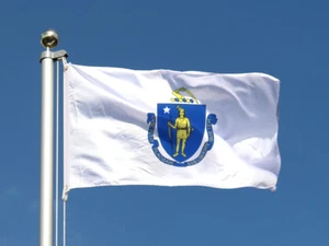 BANDIERA STATO MASSACHUSETTS nuova taglia superiore 2x3 piedi bandiera resistenza sbiadimento venditore statunitense - Foto 1 di 3