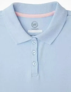 Nautica LIGHT BLUE Girls' School Uniform Short Sleeve Polo Shirt, US 8-10 Regula - Picture 1 of 2