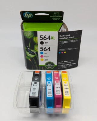 Paquete de 4 cartuchos HP Ink 564 negro XL color cian magenta amarillo caducado 3/2021 Foto 1 de 4