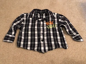 Blac Label 18 Months Boy Black Plaid Long Sleeved Button Up Shirt - Picture 1 of 4
