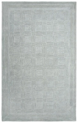 Tapetes Rizzy 5x8 cinza quadrados linhas caixas tapete área borda FA135B - abril 5' x 8' - Imagem 1 de 3